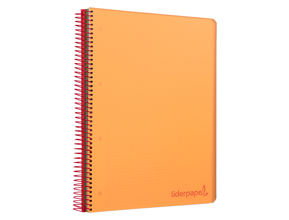 CAHIER SPIRALE LIDERPAPEL A4 MICRO WONDER 240 PAGES 90G    5X5MM 4 TROUS 5 BANDES        COULEURS ORANGE