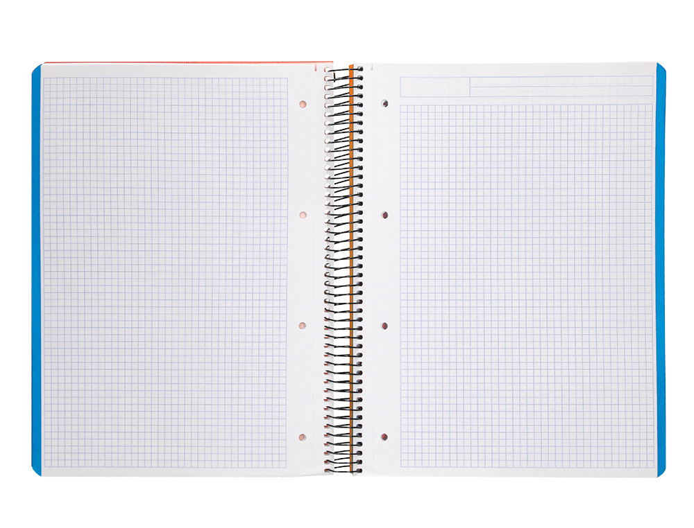 CAHIER SPIRALE LIDERPAPEL A4 MICRO WONDER 240 PAGES 90G    5X5MM 4 TROUS 5 BANDES        COULEURS ORANGE