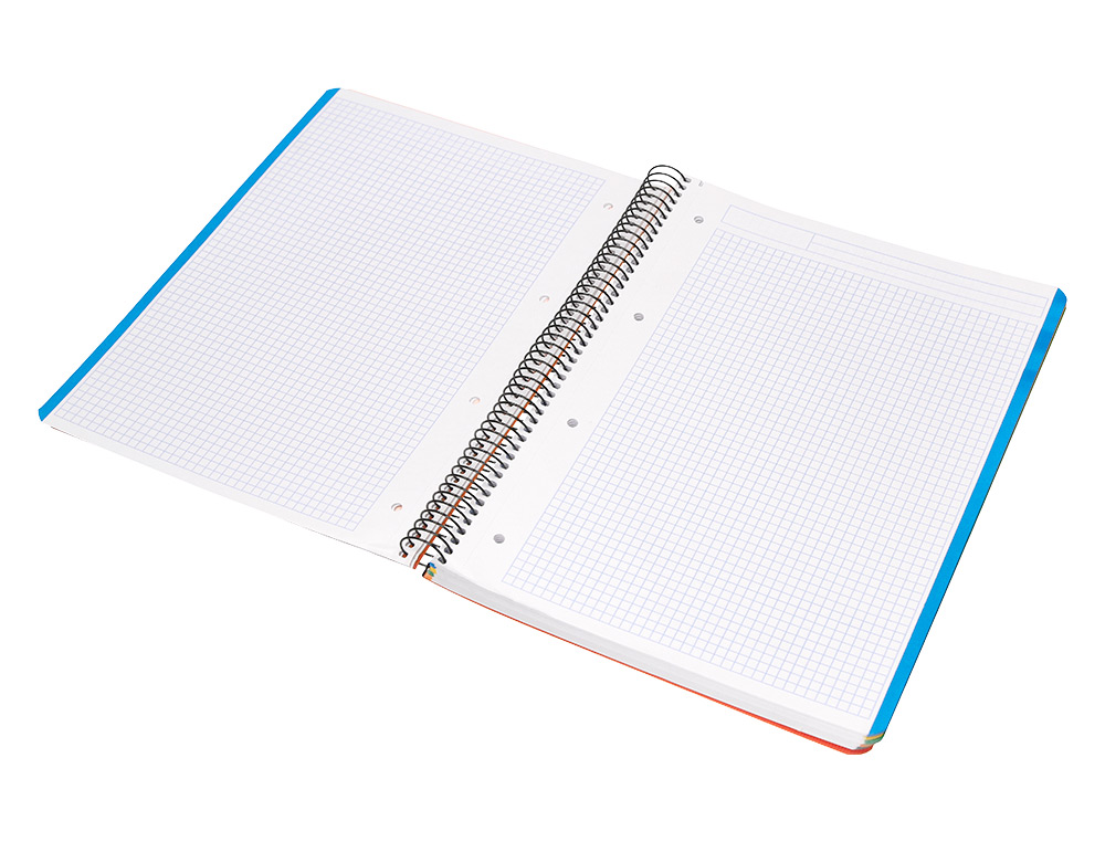 CAHIER SPIRALE LIDERPAPEL A4 MICRO WONDER 240 PAGES 90G    5X5MM 4 TROUS 5 BANDES        COULEURS ORANGE
