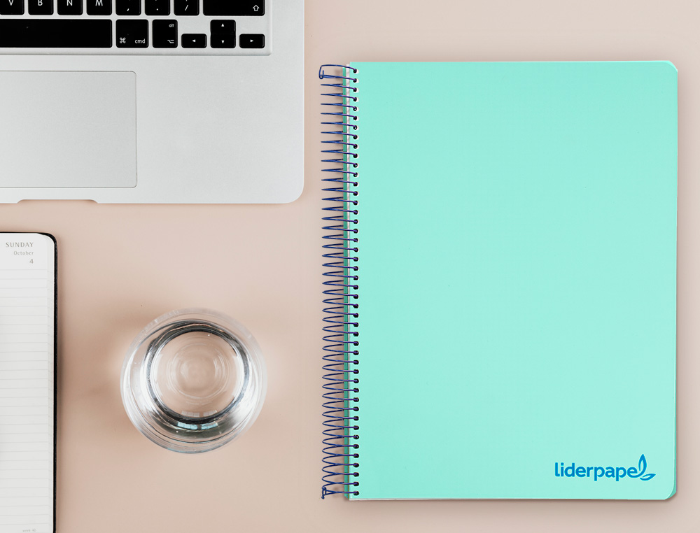 CAHIER SPIRALE LIDERPAPEL A4 MICRO WONDER 240 PAGES 90G    5X5MM 4 TROUS 5 BANDES        COULEURS VERT