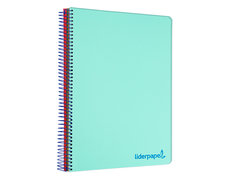 CAHIER SPIRALE LIDERPAPEL A4 MICRO WONDER 240 PAGES 90G    5X5MM 4 TROUS 5 BANDES        COULEURS VERT