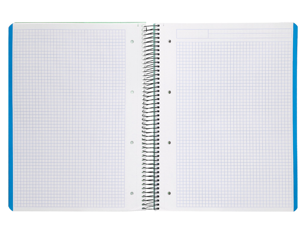 CAHIER SPIRALE LIDERPAPEL A4 MICRO WONDER 240 PAGES 90G    5X5MM 4 TROUS 5 BANDES        COULEURS VERT
