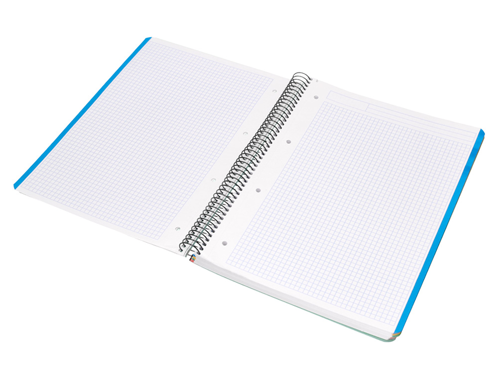 CAHIER SPIRALE LIDERPAPEL A4 MICRO WONDER 240 PAGES 90G    5X5MM 4 TROUS 5 BANDES        COULEURS VERT