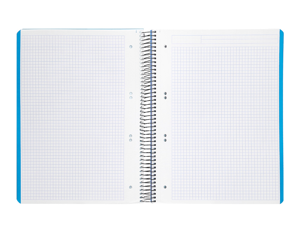 CAHIER SPIRALE LIDERPAPEL A5 MICRO WONDER 240 PAGES 90G    5X5MM 6 TROUS 5 BANDES        COULEURS BLEU