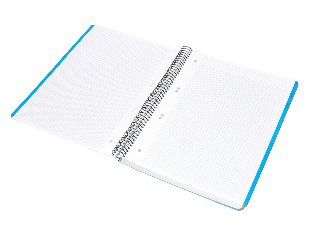 CAHIER SPIRALE LIDERPAPEL A5 MICRO WONDER 240 PAGES 90G    5X5MM 6 TROUS 5 BANDES        COULEURS BLEU