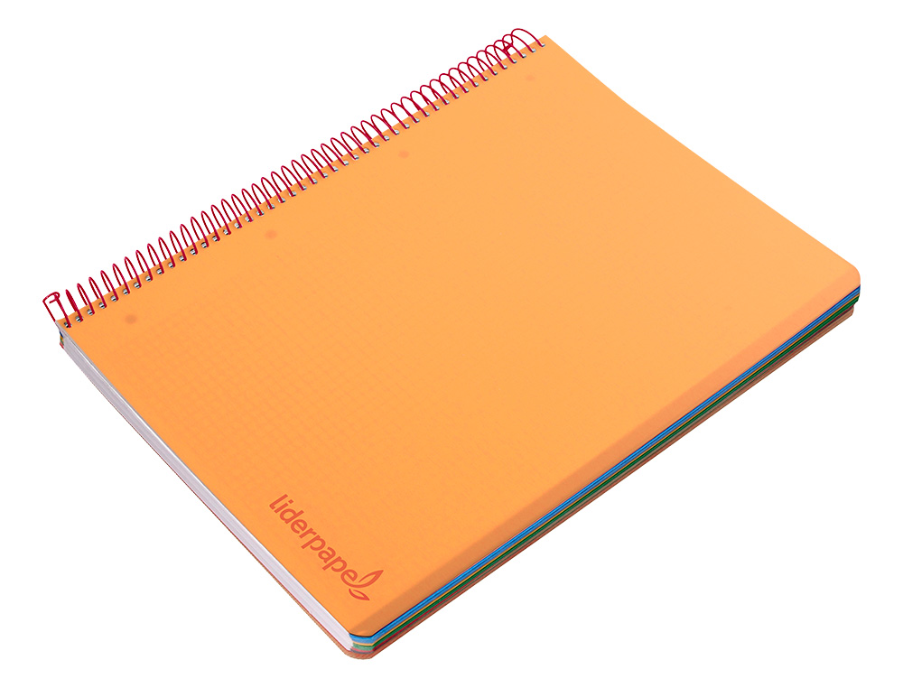 CAHIER SPIRALE LIDERPAPEL A5 MICRO WONDER 240 PAGES 90G    5X5MM 6 TROUS 5 BANDES        COULEURS ORANGE