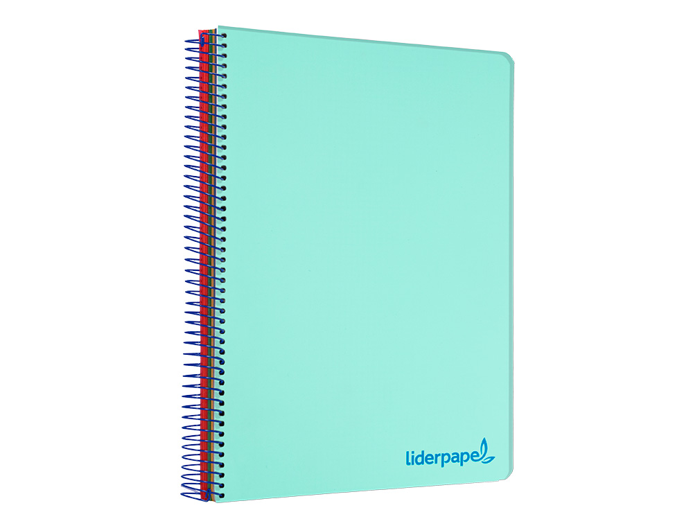 CAHIER SPIRALE LIDERPAPEL A5 MICRO WONDER 240 PAGES 90G 5X5MM 6 TROUS 5 BANDES COULEURS VERT