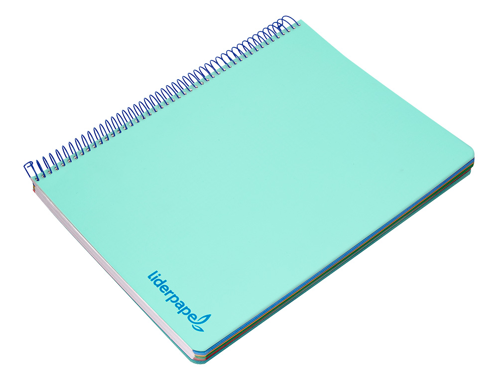 CAHIER SPIRALE LIDERPAPEL A5 MICRO WONDER 240 PAGES 90G 5X5MM 6 TROUS 5 BANDES COULEURS VERT