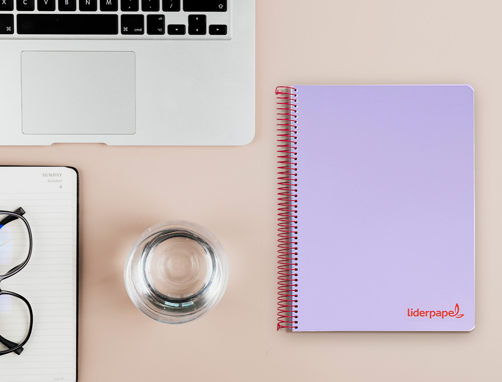 CAHIER SPIRALE LIDERPAPEL A5 MICRO WONDER 240 PAGES 90G 5X5MM 6 TROUS 5 BANDES COULEURS VIOLET