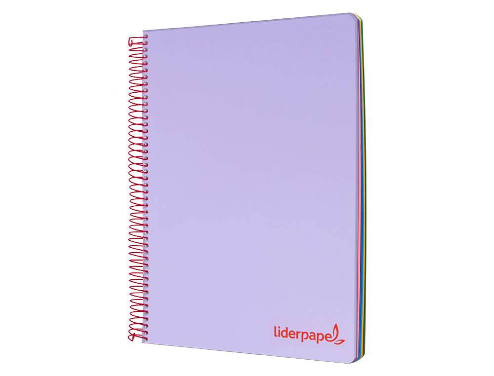 CAHIER SPIRALE LIDERPAPEL A5 MICRO WONDER 240 PAGES 90G 5X5MM 6 TROUS 5 BANDES COULEURS VIOLET