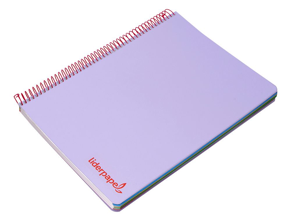 CAHIER SPIRALE LIDERPAPEL A5 MICRO WONDER 240 PAGES 90G 5X5MM 6 TROUS 5 BANDES COULEURS VIOLET