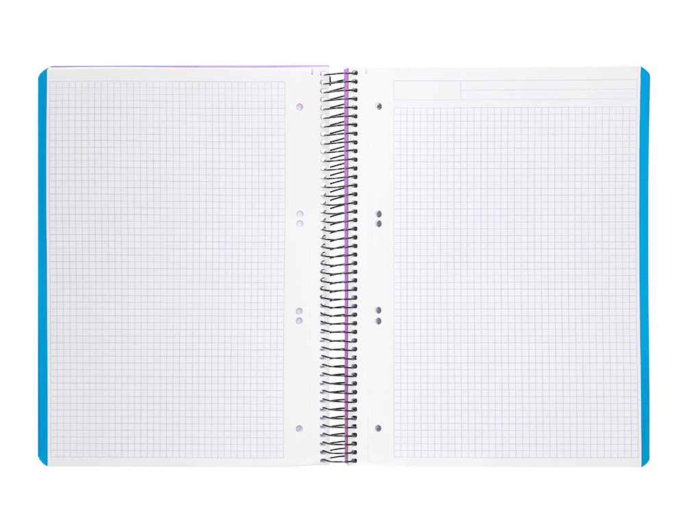 CAHIER SPIRALE LIDERPAPEL A5 MICRO WONDER 240 PAGES 90G 5X5MM 6 TROUS 5 BANDES COULEURS VIOLET