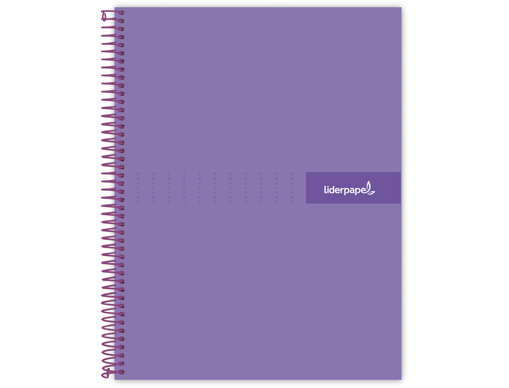 CAHIER SPIRALE LIDERPAPEL CRAFTY COUVERTURE CONTRECOLLE A5 240P 90G/M2 5X5MM MICROPERFOR 6 TROUS COLORIS VIOLET