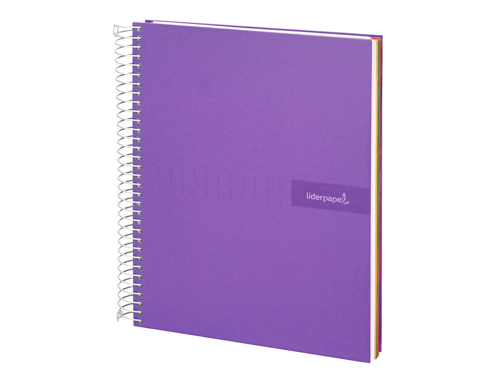CAHIER SPIRALE LIDERPAPEL CRAFTY COUVERTURE CONTRECOLLE A5 240P 90G/M2 5X5MM MICROPERFOR 6 TROUS COLORIS VIOLET