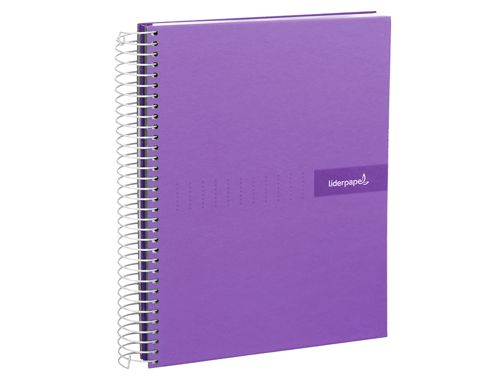 CAHIER SPIRALE LIDERPAPEL CRAFTY COUVERTURE CONTRECOLLE A5 240P 90G/M2 5X5MM MICROPERFOR 6 TROUS COLORIS VIOLET