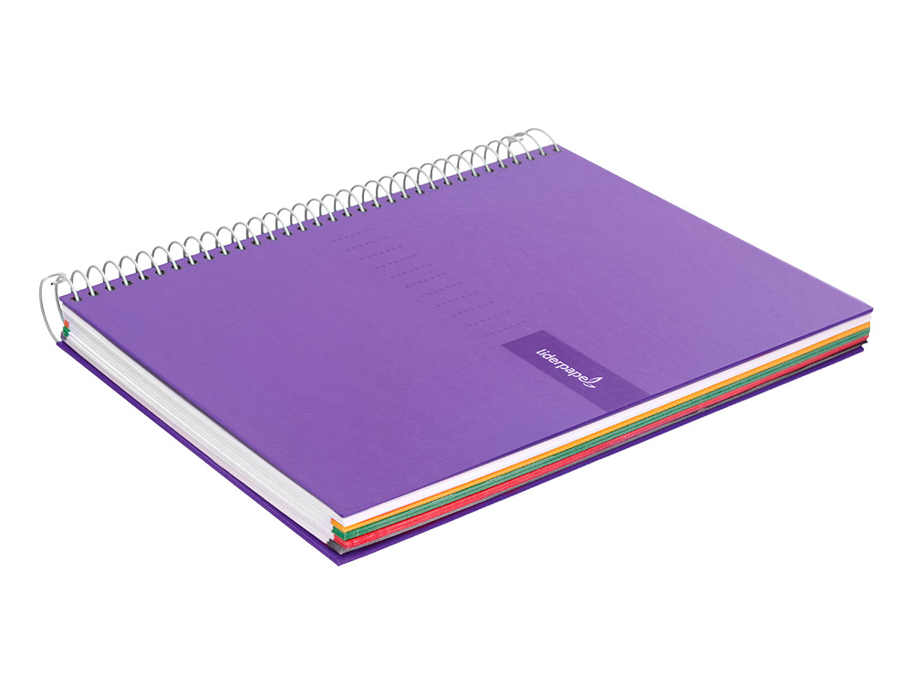 CAHIER SPIRALE LIDERPAPEL CRAFTY COUVERTURE CONTRECOLLE A5 240P 90G/M2 5X5MM MICROPERFOR 6 TROUS COLORIS VIOLET