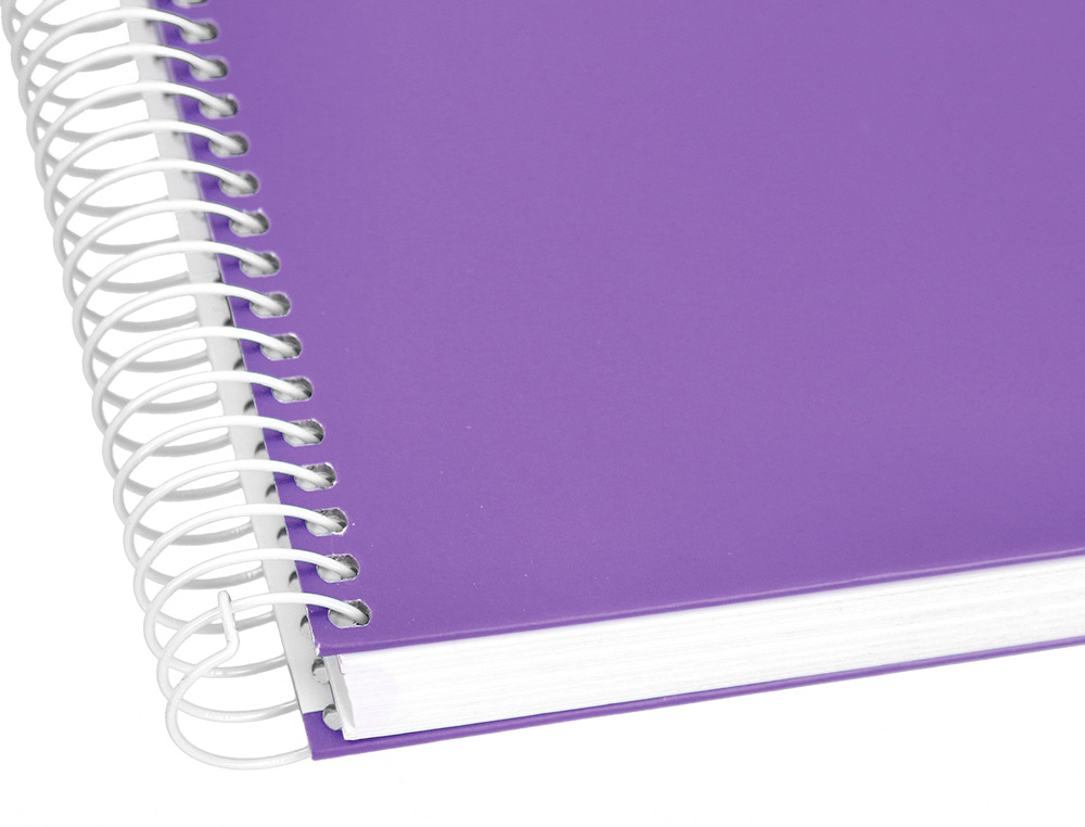 CAHIER SPIRALE LIDERPAPEL CRAFTY COUVERTURE CONTRECOLLE A5 240P 90G/M2 5X5MM MICROPERFOR 6 TROUS COLORIS VIOLET