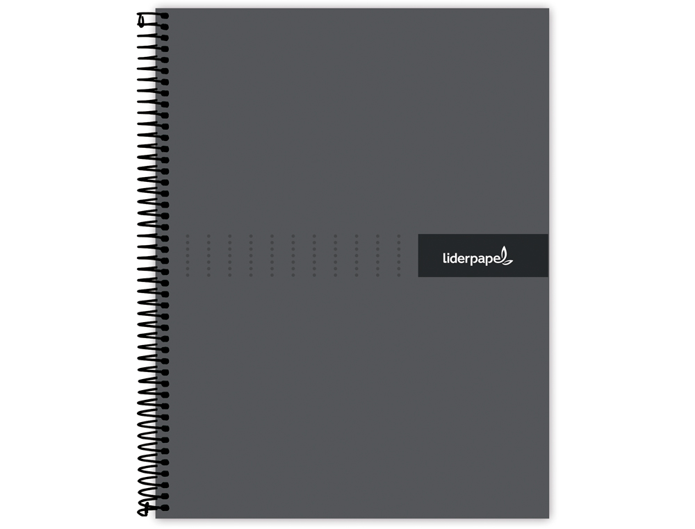 CAHIER SPIRALE LIDERPAPEL CRAFTY COUVERTURE CONTRECOLLÉE A5 240P 90G/M2 5X5MM MICROPERFORÉ 6 TROUS COLORIS NOIR
