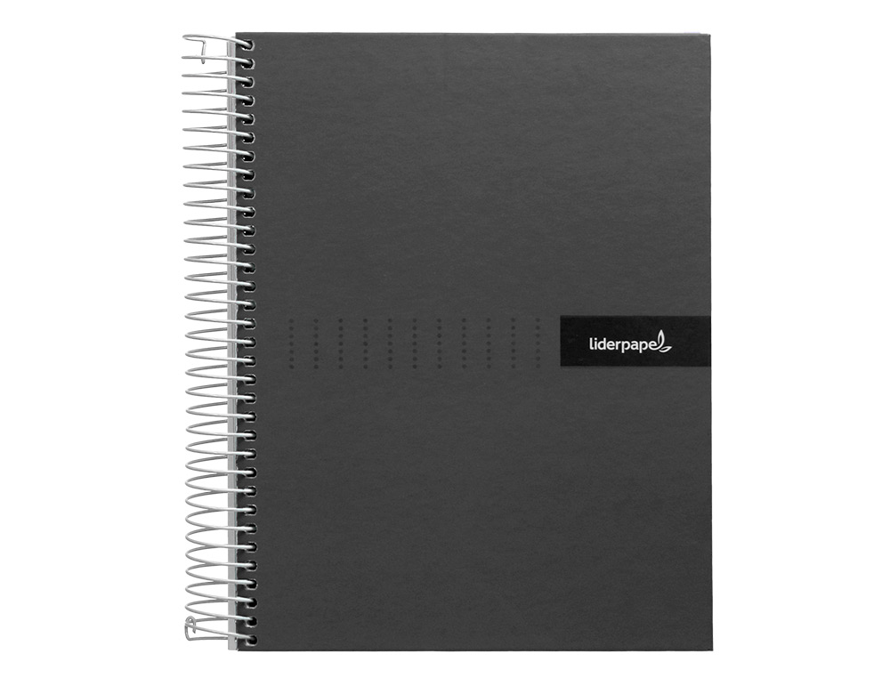 CAHIER SPIRALE LIDERPAPEL CRAFTY COUVERTURE CONTRECOLLÉE A5 240P 90G/M2 5X5MM MICROPERFORÉ 6 TROUS COLORIS NOIR