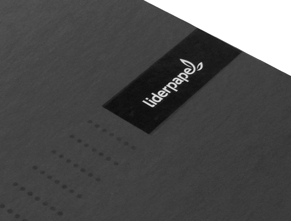 CAHIER SPIRALE LIDERPAPEL CRAFTY COUVERTURE CONTRECOLLÉE A5 240P 90G/M2 5X5MM MICROPERFORÉ 6 TROUS COLORIS NOIR