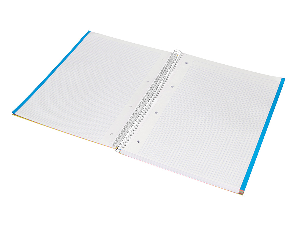 CAHIER SPIRALE LIDERPAPE JOLLYCOUVERTURE CONTRECOLLE A4 280P 75G/M2 5X5MM MICROPERFOR 4 TROUS COLORIS JAUNE