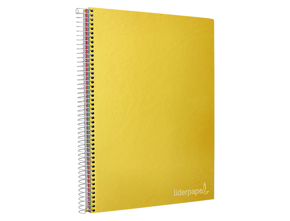 CAHIER SPIRALE LIDERPAPE JOLLYCOUVERTURE CONTRECOLLE A4 280P 75G/M2 5X5MM MICROPERFOR 4 TROUS COLORIS JAUNE