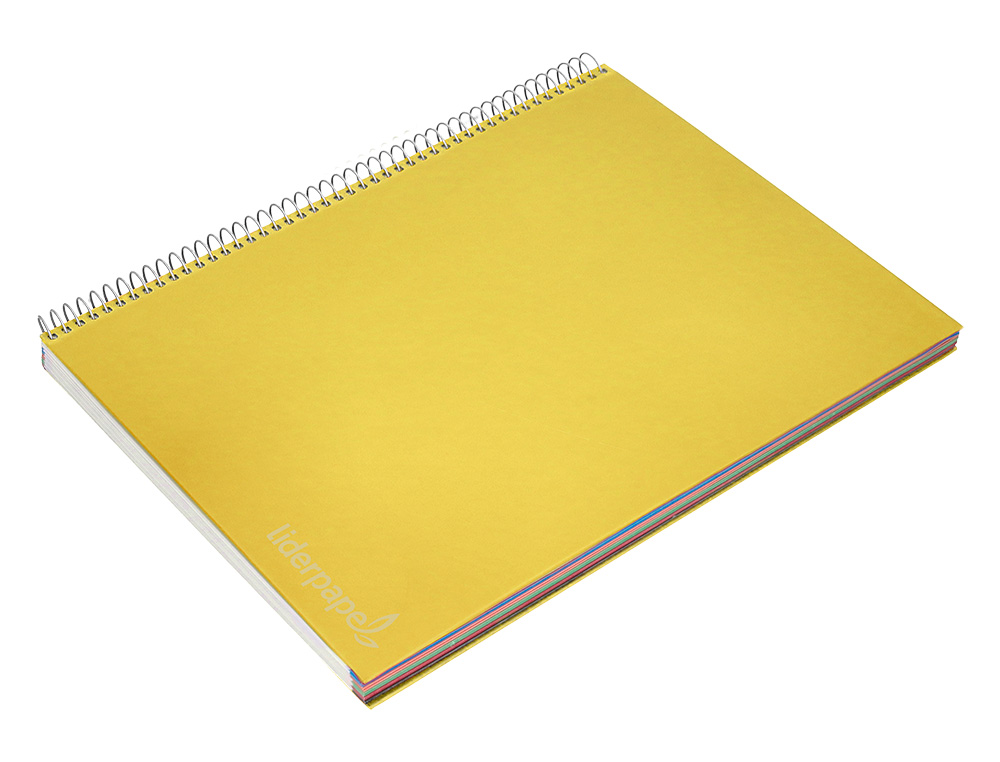 CAHIER SPIRALE LIDERPAPE JOLLYCOUVERTURE CONTRECOLLE A4 280P 75G/M2 5X5MM MICROPERFOR 4 TROUS COLORIS JAUNE