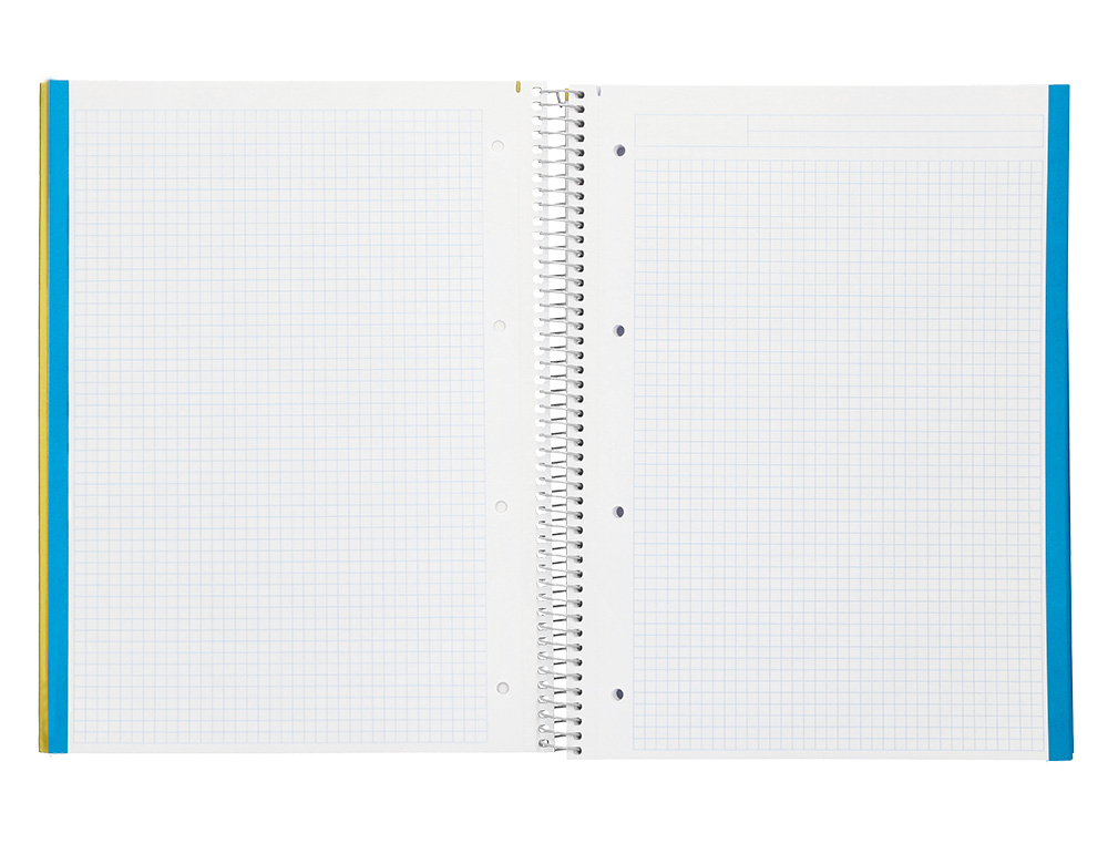 CAHIER SPIRALE LIDERPAPE JOLLYCOUVERTURE CONTRECOLLE A4 280P 75G/M2 5X5MM MICROPERFOR 4 TROUS COLORIS JAUNE