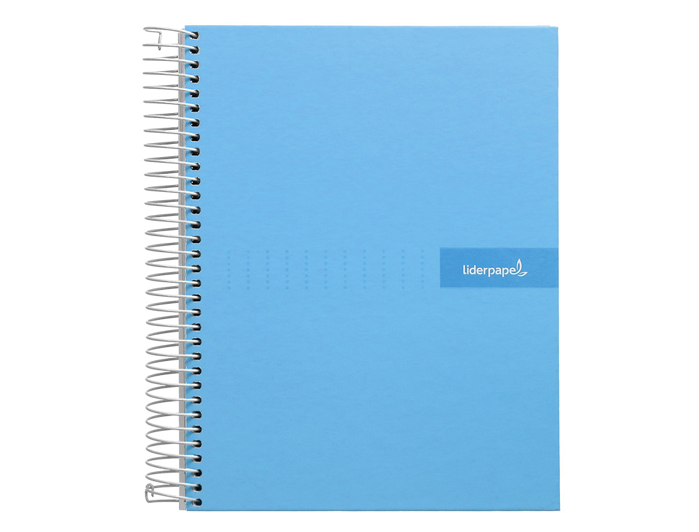 CAHIER SPIRALE LIDERPAPEL CRAFTY COUVERTURE CONTRECOLLE A4 240P 90G/M2 5X5MM MICROPERFOR 4 TROUS COLORIS BLEU CIEL