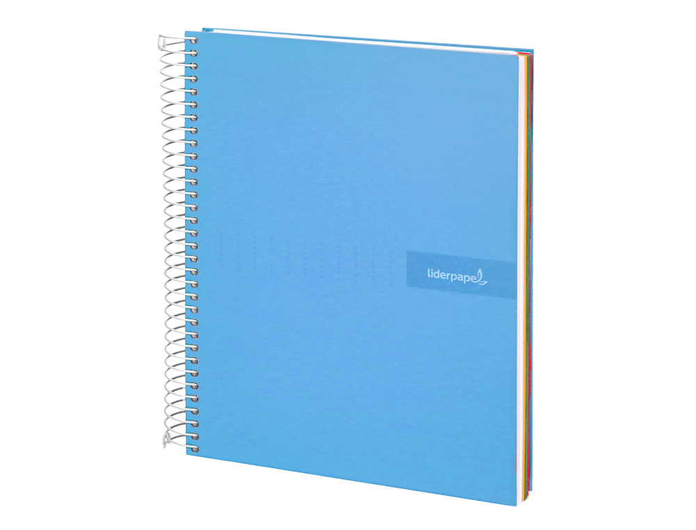 CAHIER SPIRALE LIDERPAPEL CRAFTY COUVERTURE CONTRECOLLE A4 240P 90G/M2 5X5MM MICROPERFOR 4 TROUS COLORIS BLEU CIEL