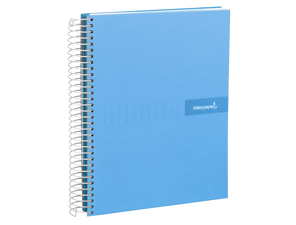 CAHIER SPIRALE LIDERPAPEL CRAFTY COUVERTURE CONTRECOLLE A4 240P 90G/M2 5X5MM MICROPERFOR 4 TROUS COLORIS BLEU CIEL