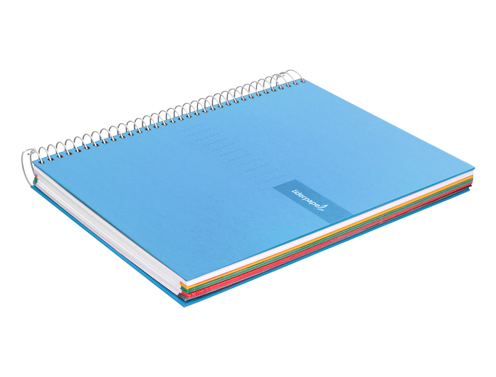 CAHIER SPIRALE LIDERPAPEL CRAFTY COUVERTURE CONTRECOLLE A4 240P 90G/M2 5X5MM MICROPERFOR 4 TROUS COLORIS BLEU CIEL