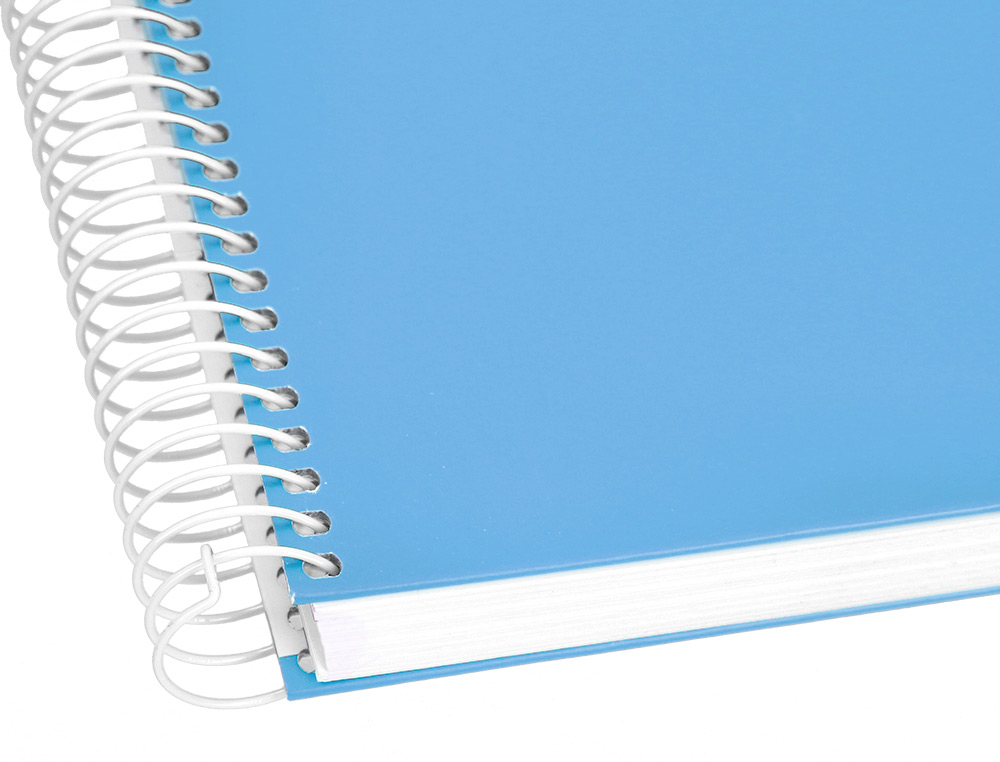 CAHIER SPIRALE LIDERPAPEL CRAFTY COUVERTURE CONTRECOLLE A4 240P 90G/M2 5X5MM MICROPERFOR 4 TROUS COLORIS BLEU CIEL