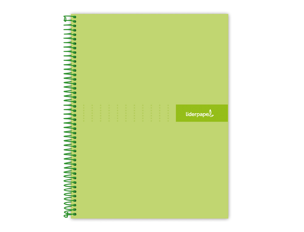 CAHIER SPIRALE LIDERPAPEL CRAFTY COUVERTURE CONTRECOLLÉE A4 240P 90G/M2 5X5MM MICROPERFORÉ 4 TROUS COLORIS VERT