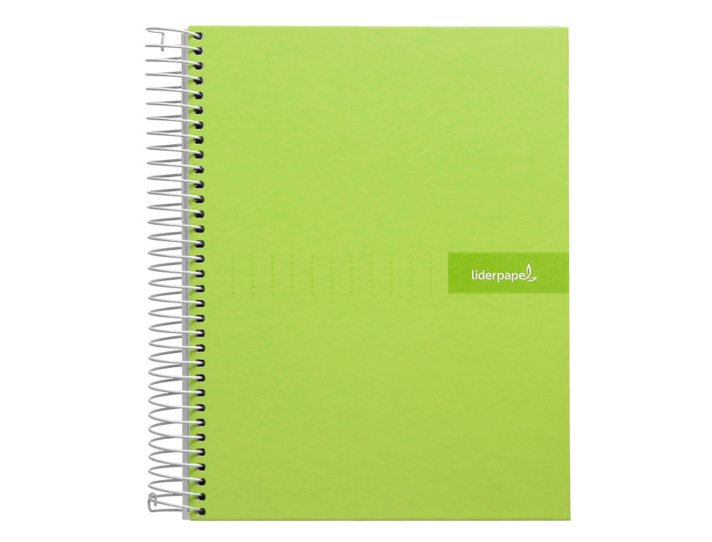 CAHIER SPIRALE LIDERPAPEL CRAFTY COUVERTURE CONTRECOLLÉE A4 240P 90G/M2 5X5MM MICROPERFORÉ 4 TROUS COLORIS VERT