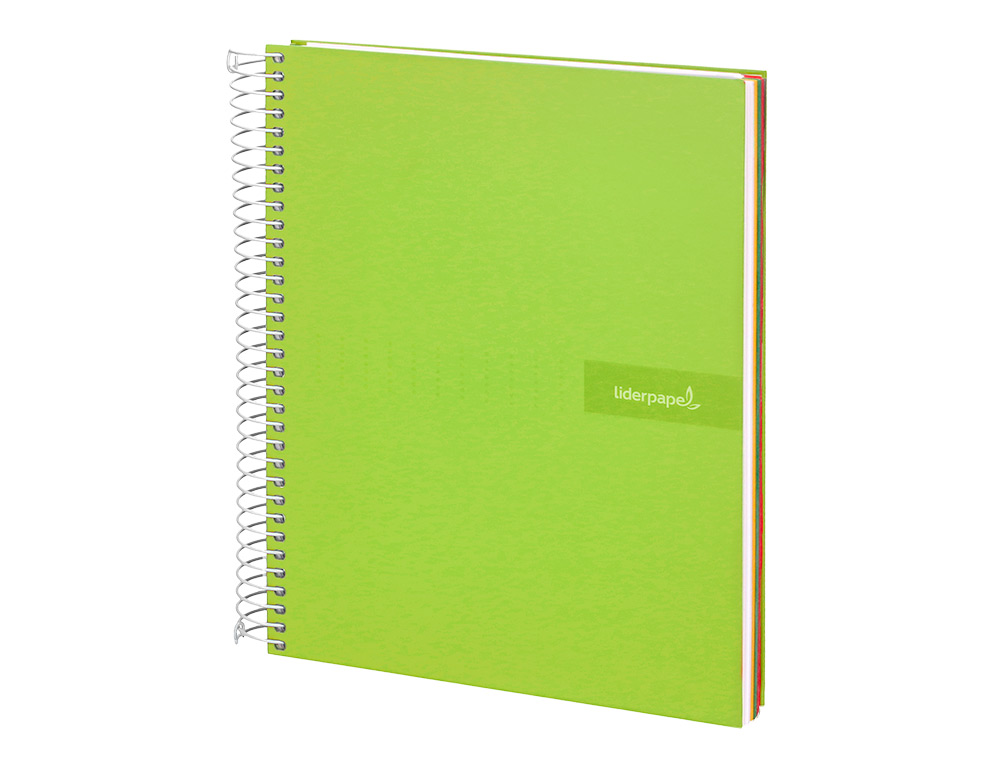 CAHIER SPIRALE LIDERPAPEL CRAFTY COUVERTURE CONTRECOLLÉE A4 240P 90G/M2 5X5MM MICROPERFORÉ 4 TROUS COLORIS VERT
