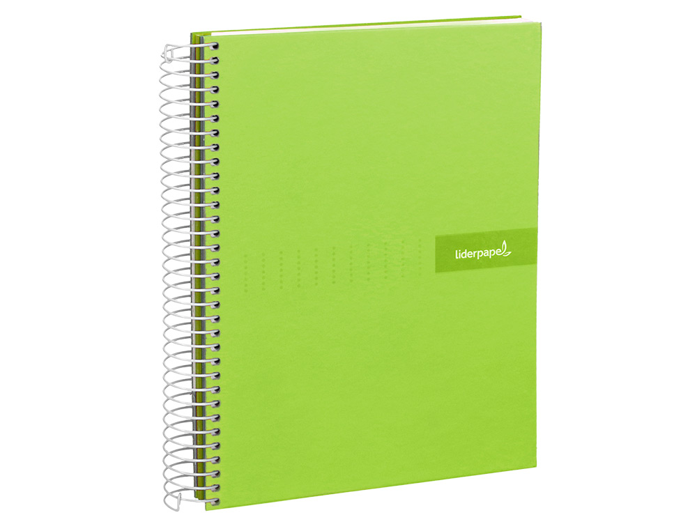 CAHIER SPIRALE LIDERPAPEL CRAFTY COUVERTURE CONTRECOLLÉE A4 240P 90G/M2 5X5MM MICROPERFORÉ 4 TROUS COLORIS VERT