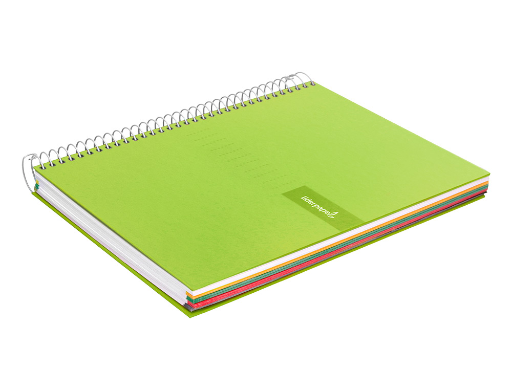 CAHIER SPIRALE LIDERPAPEL CRAFTY COUVERTURE CONTRECOLLÉE A4 240P 90G/M2 5X5MM MICROPERFORÉ 4 TROUS COLORIS VERT