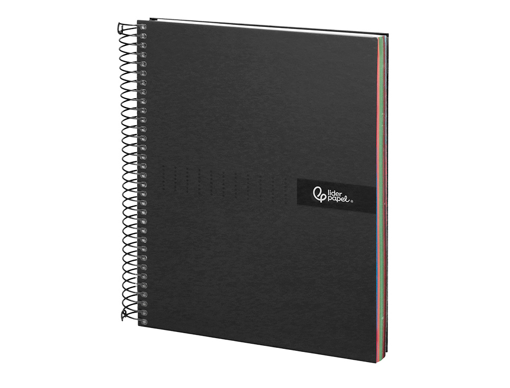 CAHIER SPIRALE LIDERPAPEL CRAFTY COUVERTURE CONTRECOLLE A4 240P 90G/M2 5X5MM MICROPERFOR4 TROUS COLORIS NOIR