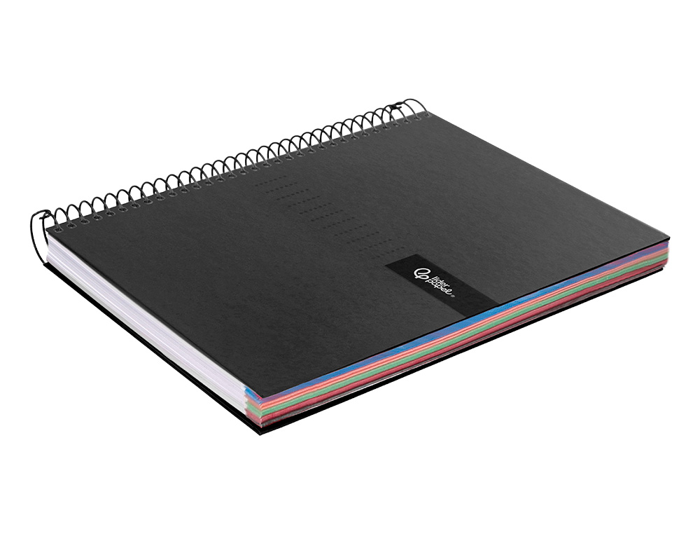 CAHIER SPIRALE LIDERPAPEL CRAFTY COUVERTURE CONTRECOLLE A4 240P 90G/M2 5X5MM MICROPERFOR4 TROUS COLORIS NOIR