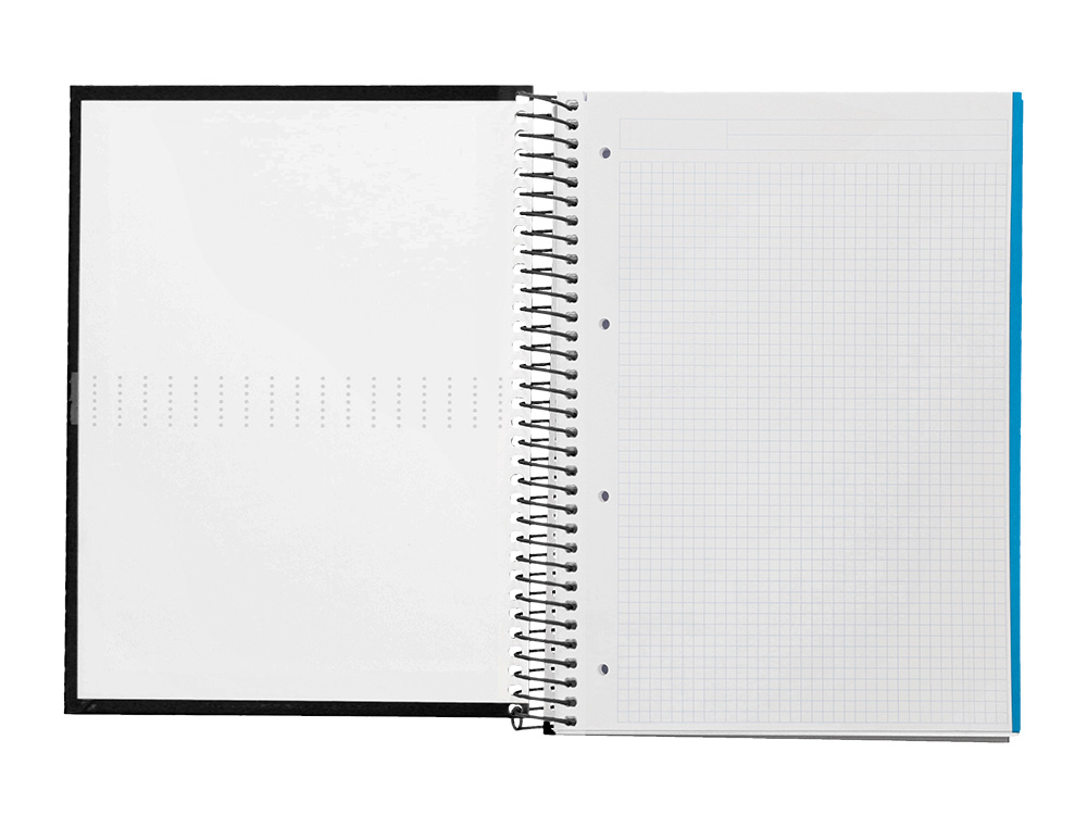 CAHIER SPIRALE LIDERPAPEL CRAFTY COUVERTURE CONTRECOLLE A4 240P 90G/M2 5X5MM MICROPERFOR4 TROUS COLORIS NOIR