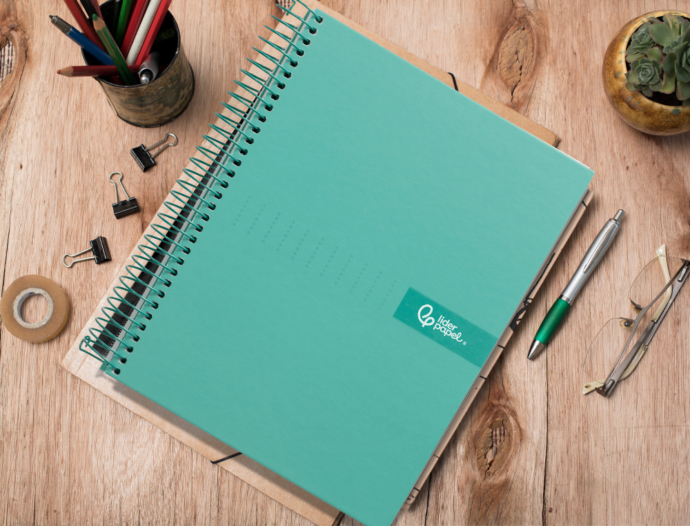 CAHIER SPIRALE LIDERPAPEL CRAFTY COUVERTURE CONTRECOLLE A4 240P 90G/M2 5X5MM MICROPERFOR 4 TROUS COLORIS TURQUOISE