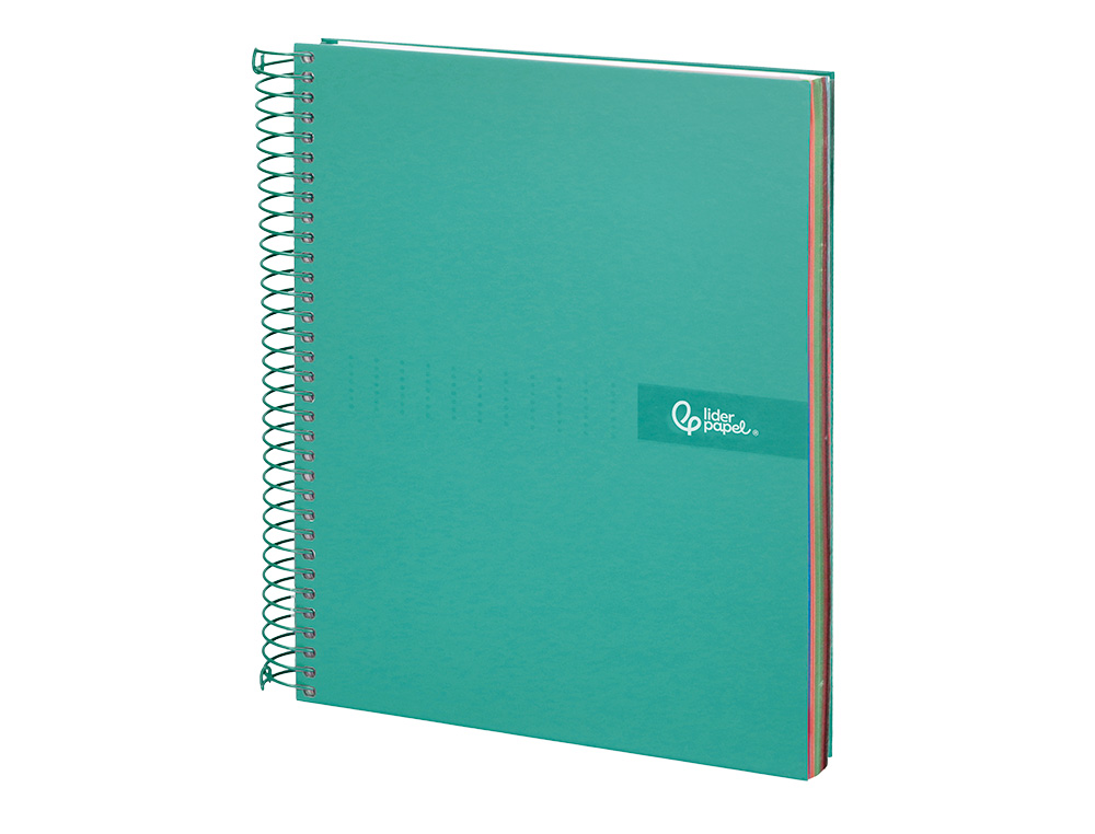 CAHIER SPIRALE LIDERPAPEL CRAFTY COUVERTURE CONTRECOLLE A4 240P 90G/M2 5X5MM MICROPERFOR 4 TROUS COLORIS TURQUOISE