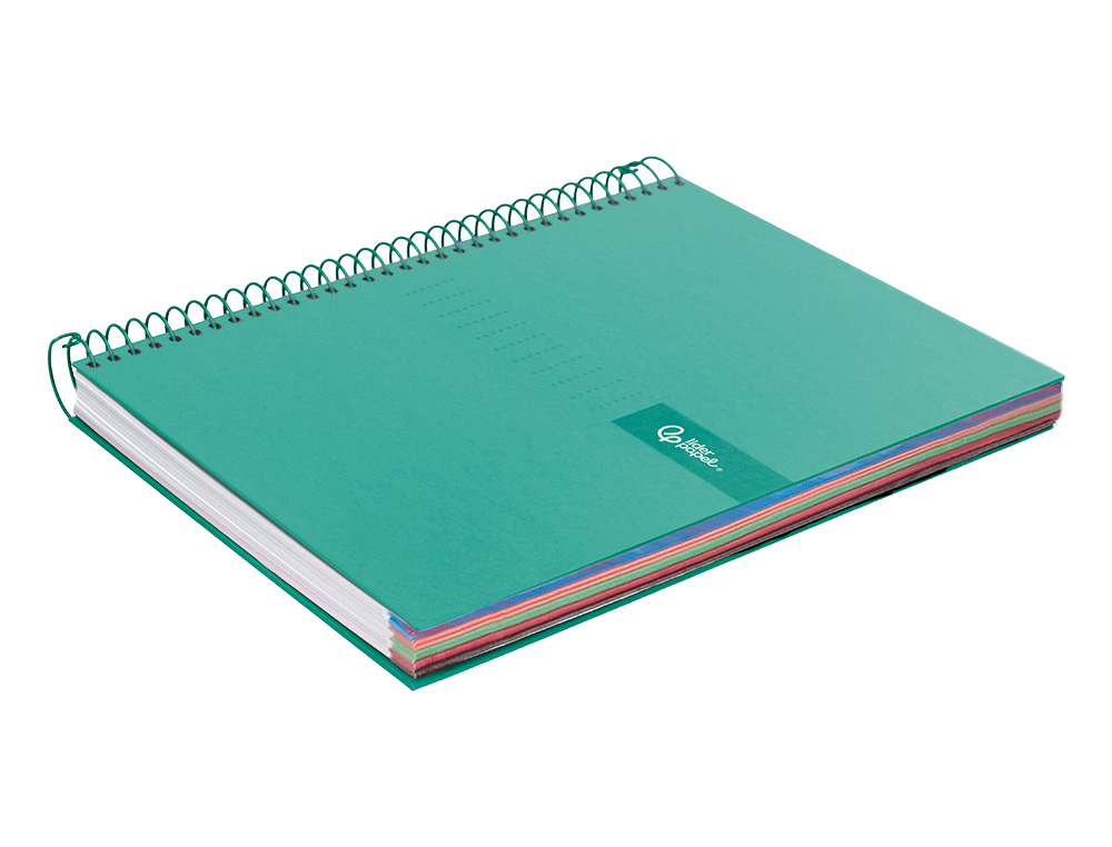 CAHIER SPIRALE LIDERPAPEL CRAFTY COUVERTURE CONTRECOLLE A4 240P 90G/M2 5X5MM MICROPERFOR 4 TROUS COLORIS TURQUOISE