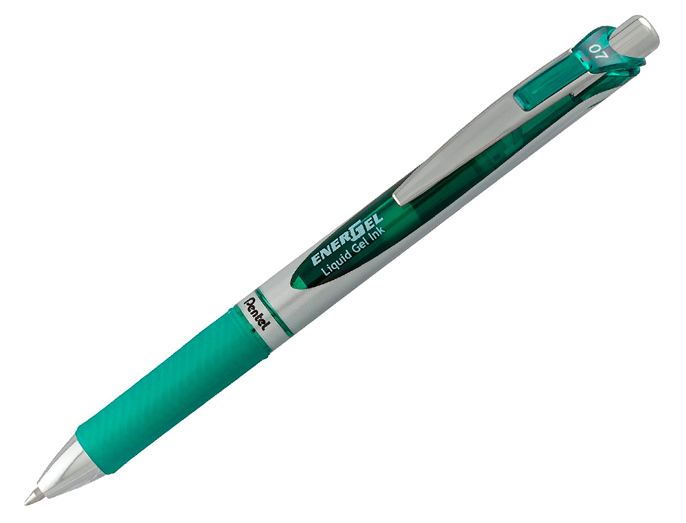 ROLLER PENTEL ENERGEL RTRACTABLE POINTE METAL MOYENNE 0.7MM RECHARGEABLE CLIP MTAL COLORIS VERT