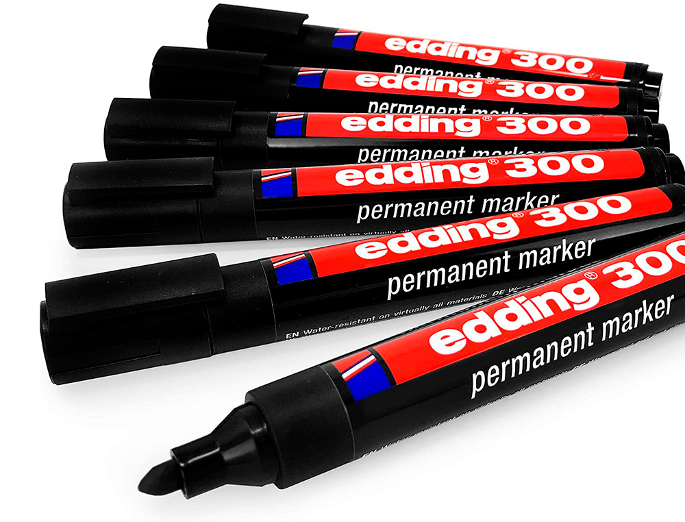 MARQUEUR EDDING PERMANENT E300 POINTE OGIVE TRAC 1.5/3MM CORPS PLASTIQUE COLORIS NOIR