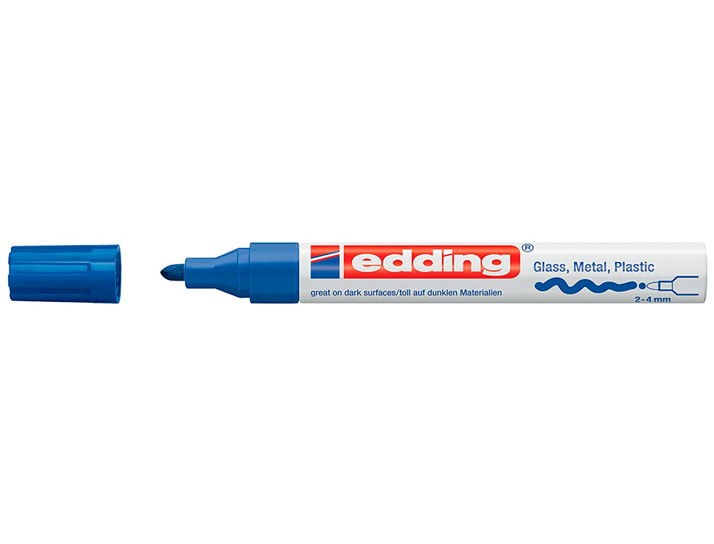 MARQUEUR EDDING PERMANENT PEINTURE E750 POINTE MOYENNE 2/4MM ENCRE LAQUE OPAQUE TOUS SUPPORTS RSISTANT CHALEUR BLEU