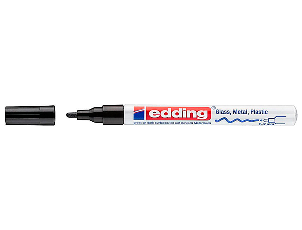 MARQUEUR EDDING PERMANENT PEINTURE E751 POINTE FINE 1/2MM ENCRE LAQUE OPAQUE TOUS SUPPORTS RSISTANT CHALEUR NOIR