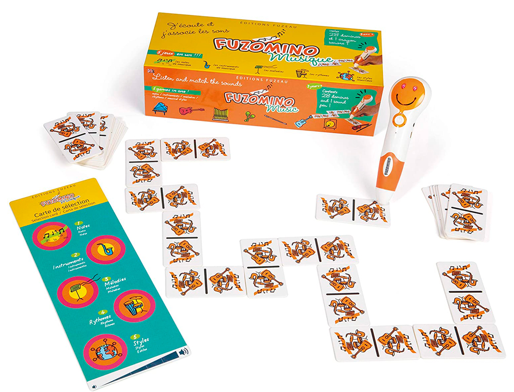 COFFRET DE JEUX DITIONS FUZEAU FUZOMINO MUSIQUE 28 DOMINOS 1 CRAYON SONORE 1 CBLE USB 5 JEUX DIFFRENTS