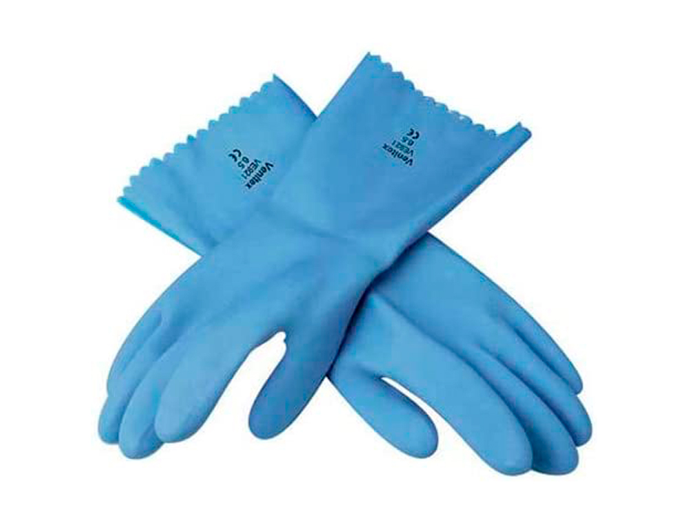 GANT LATEX DELTAPLUS SUPPORT COTON JERSEY LONGUEUR 30CM ÉPAISSEUR 1.25MM COLORIS BLEU TAILLE 10/11 PAIRE
